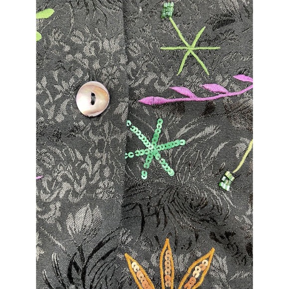 Vintage Indigo Moon Black Embellished Collared Long Sleeve Jacket Size L EUC - Picture 5 of 11